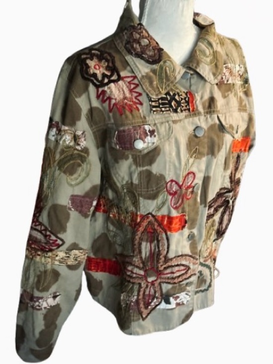 Bayou Bleu Jackets & Blazers - 100% Cotton Vintage Embroidered BLEU BAYOU Boho Patchwork Jacket 90s Y2K Floral